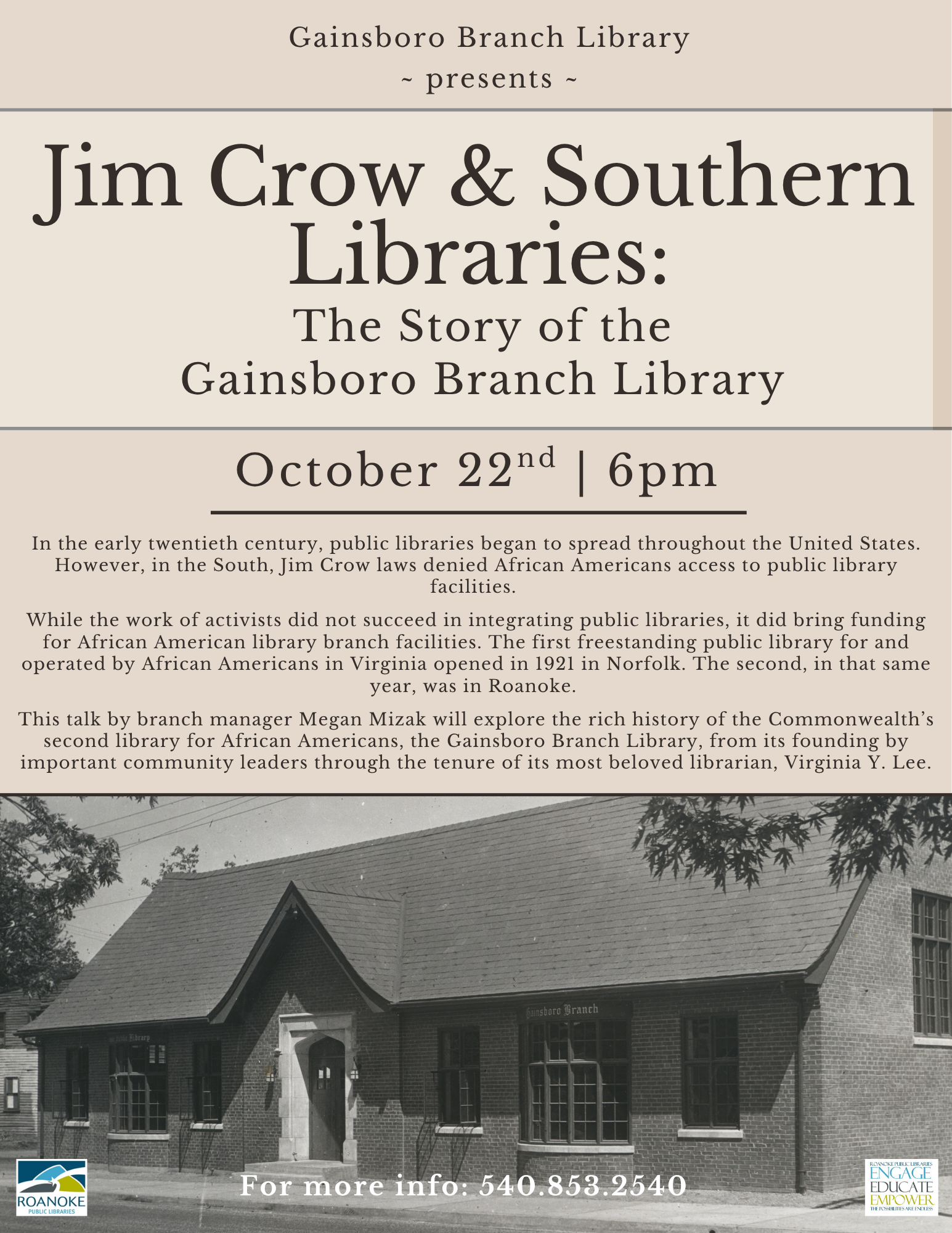 Jim Crow & Southern Libraries: The Story of the Gainsboro Branch Library