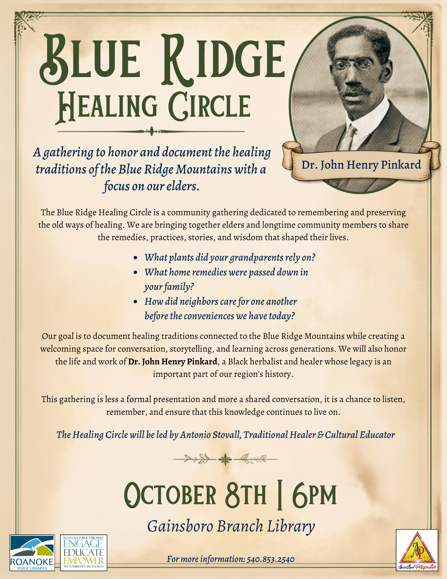 Blue Ridge Healing Circle: A gathering to honor and document the healing traditions of the Blue Ridge Mountains with a focus on our elders.